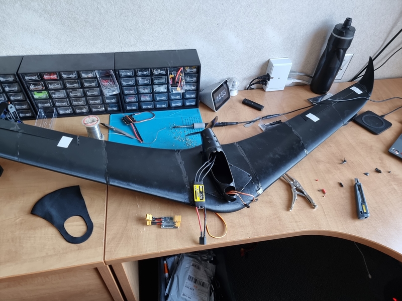 esc being soldered to the motor