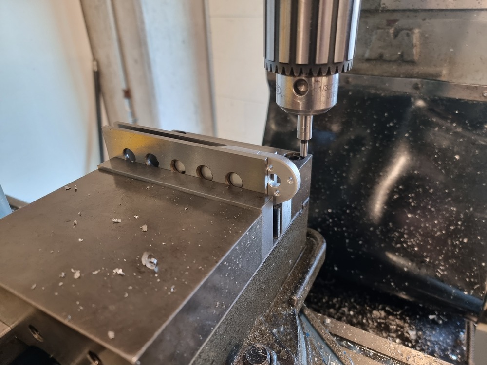 preparing to drill the side holes