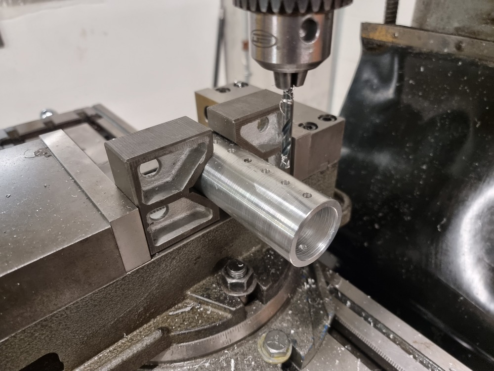 drilling the side holes in a mill