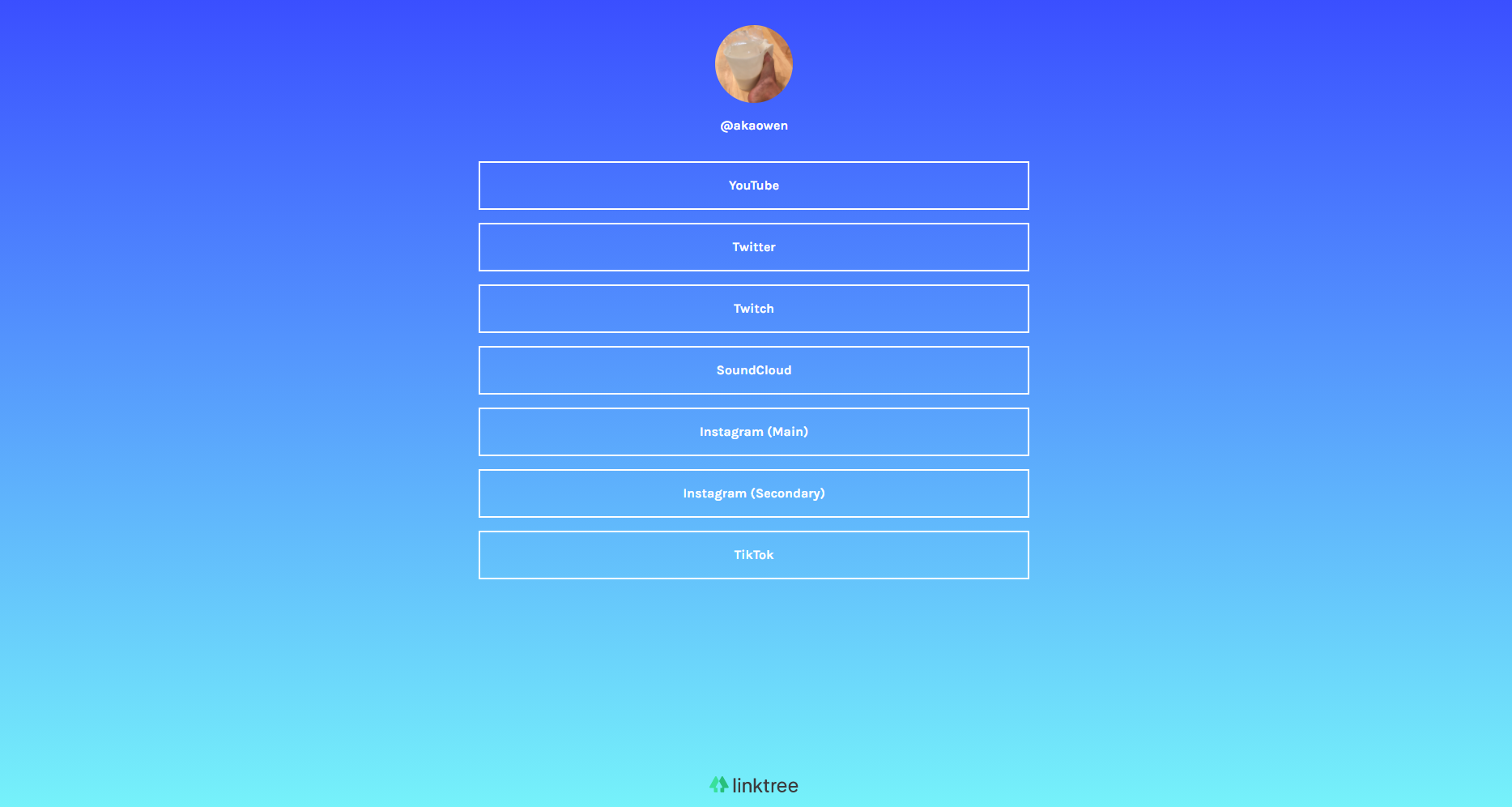screenshot of a linktree page