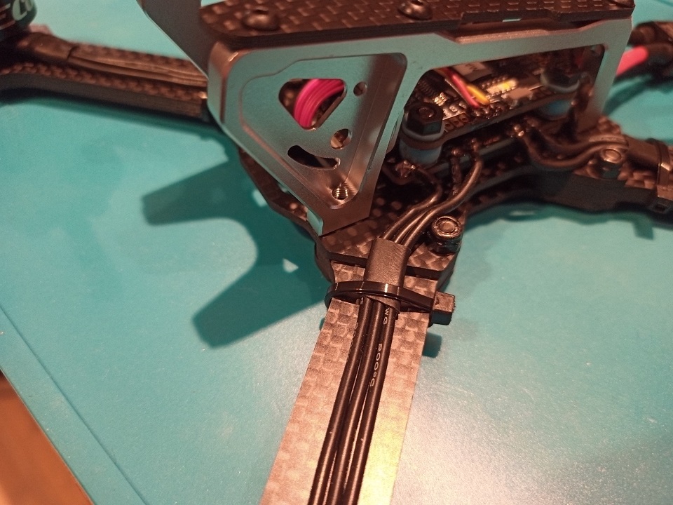 motor wires held by zip ties