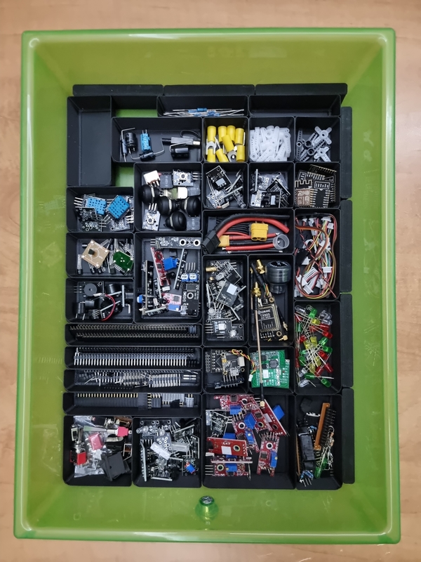drawer containing smaller electronic components