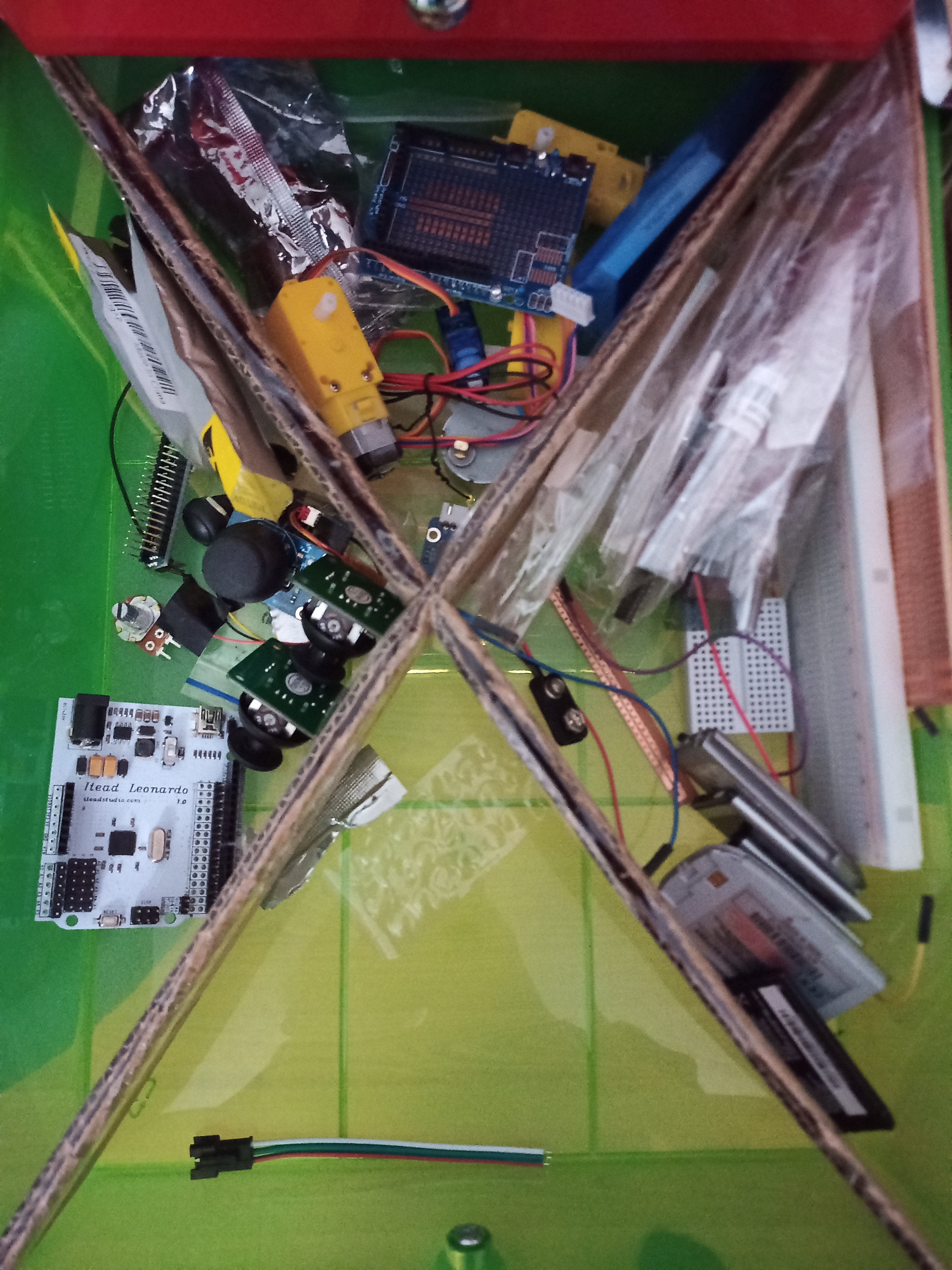 messy electronics drawer