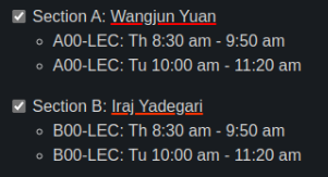 professor names underlined in red
