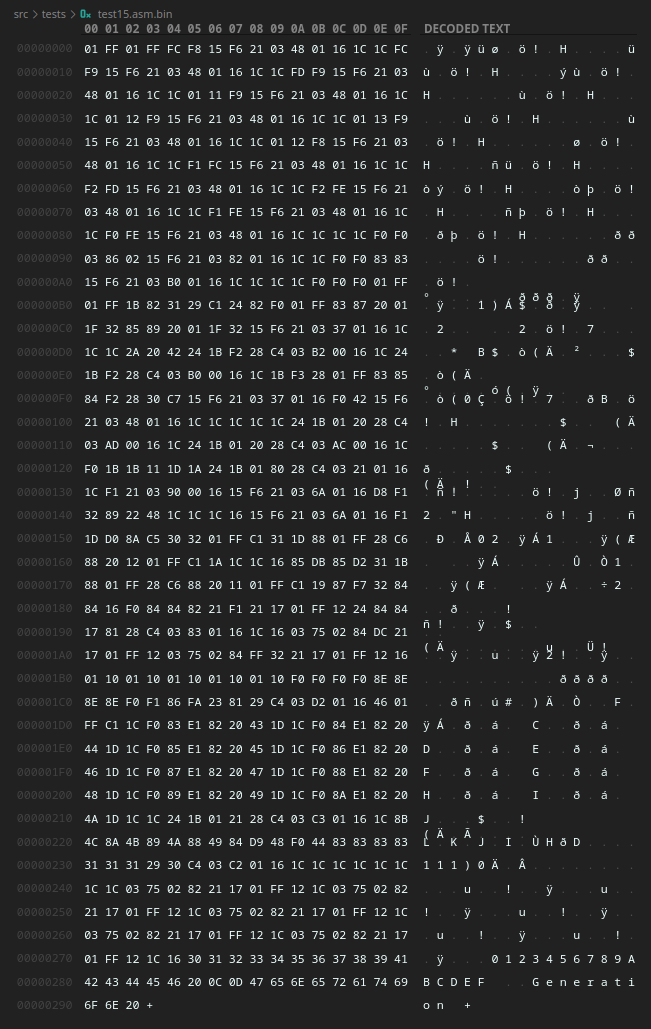 screenshot of binary data