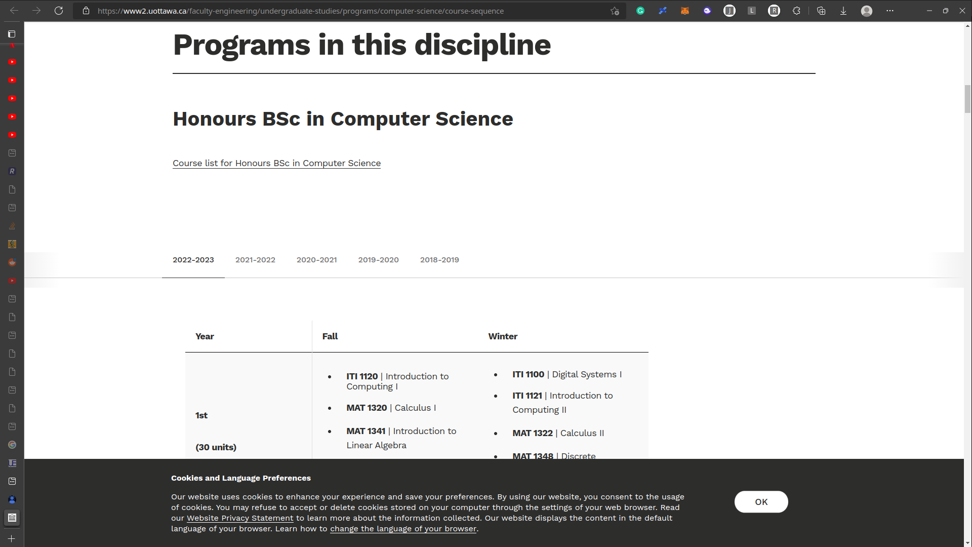 screenshot of the patched uOttawa website