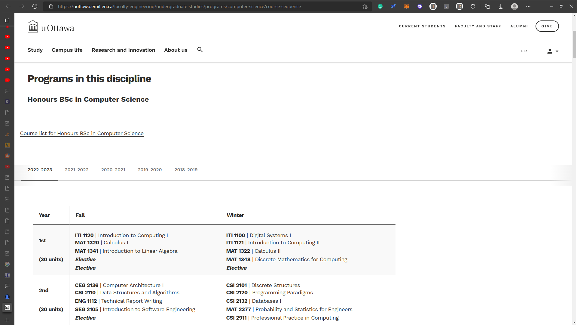 screenshot of the patched uOttawa website